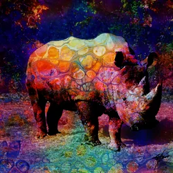Vibrant Psychedelic Rhino
