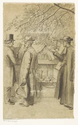 People in Front of a Bookstall on a Quay in Paris