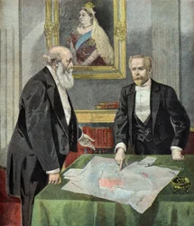 Lord Salisbury and Paul Cambon Delimiting the Zones of Influence in Africa