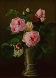 Roses in a Pewter Vase