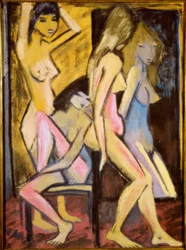 Three Nudes in Front of the Mirror