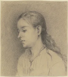 Young Girl in Profile Facing Left
