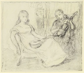 Two Girls with String and Plucked Instruments