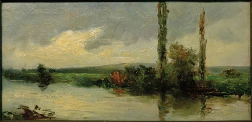 Small River Scene with Poplars
