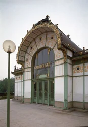 Art Nouveau: View of the Pavilion of the Karlsplatz Metro Station (now cafe) Made by Architect Otto Wagner (1841-1918) (Viennese Secession) 1894-1899 Vienna, Austria