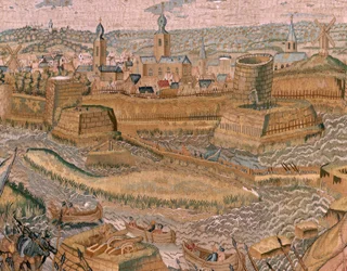 Series Triumphs and battles of Archduke Albert. Assault and capture of the entrenched battlefield of Hulst. Sixth tapestry in the series.
