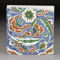 A partial Iznik pottery tile, Ottoman Turkey
