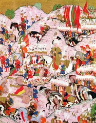 Suleyman the Magnificent at the Battle of Mohacs in 1526, from the 
