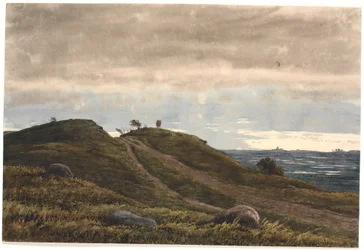 Landscape with a Sandy Road Leading Over a Heath. To the Right, a View Over Extensive Land with Peat Bogs. From the Raageleje Area?