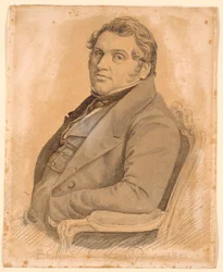 Portrait of a Seated, Corpulent Man in Half-Figure, Three-Quarter Profile to the Left