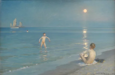 Boys Bathing at Skagen. Summer Evening