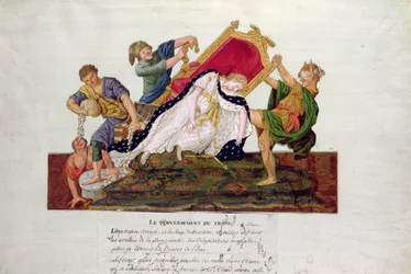 Allegory of the overturning of the throne in France during the French Revolution