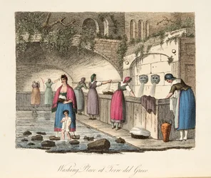 Washing Place at Torre del Greco, from Italian Scenery, representing the Manners, Customs and Amusements of the different States of Italy, pub. 1806