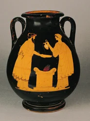 A Couple Pouring a Libation Above an Altar