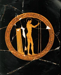 Young athlete preparing for the javelin throw