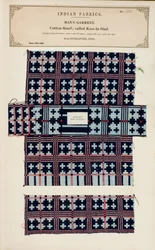 Cotton scarf sample from Nurrapore in Sind, from The Collection of the Textile Manufacturers of India, by John Forbes Watson, published in 1866