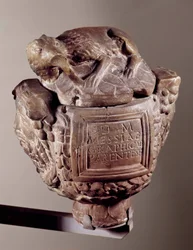 Cinerary urn Messiae graphicae. From Avranches. Saint-Germain-en-Laye, Museum of National Archaeology