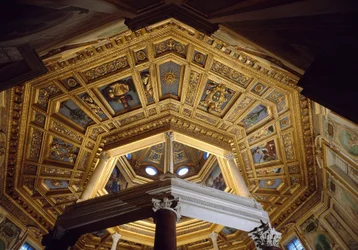 View of the vault inside the Paleochristian baptistery of San Giovanni in Laterano