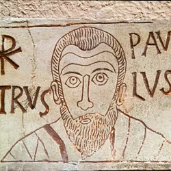 Representation of Saint Paul. Graffito paleochristian from Aquileia in Italy