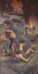 Interior of Organ Panel Door Depicting Cain and Abel, 1600