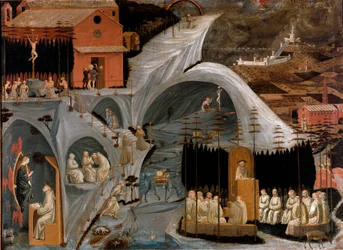 Scene of eremitic life or Thebaide: depiction of scenes of the life of monks and saints