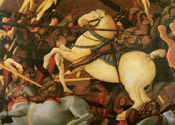 The Battle of San Romano (detail of Bernardino della Ciarda bucked off his horse)