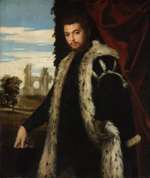 Portrait of a Young Man Wearing Lynx Fur
