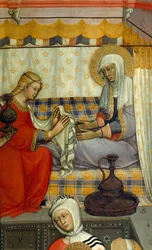 Altarpiece of Nativity of Virgin by Paolo di Giovanni Fei (circa 1345-circa 1411) (detail)