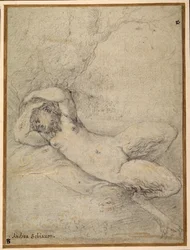A satyress asleep under a tree