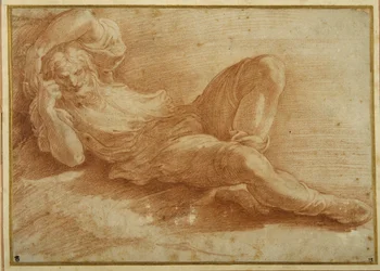 Bearded figure, sleeping