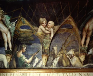 Detail of a Fresco of the Room of Diane (Artemis) and Acteon by Francesco Mazzola (Parmigianino)