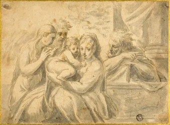 Holy Family with Mary Magdalene and Male Saint