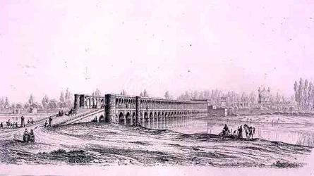 Allah Verdi Khan Bridge, in Isfahan, from Voyage Pittoresque of Persia