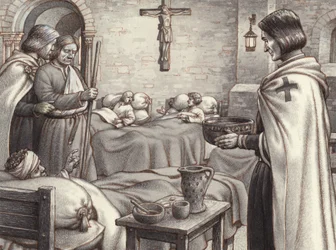 Godfrey de Bouillon Watches Benedictine Monks Caring for the Wounded