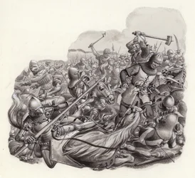 Knights slaughtered on the battlefield