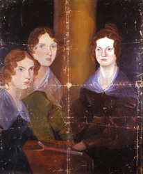 Portrait of the three Brontë sisters: Charlotte Brontë (1816-1855), Emily Brontë (1818-1848) and Anne Brontë (1820-1849), English writers. Painting by their brother Branwell Patrick Brontë (1817-1848). 1834.