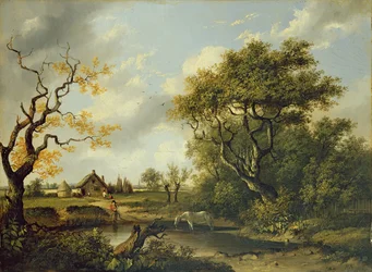 Horse Drinking at a Pond