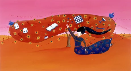 Young girl has the tree (illustration by Patrizia La Porta)