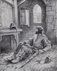 Robert the Bruce with the spider that inspired him to try again to defeat the English