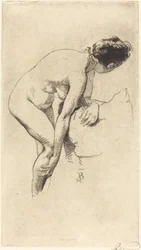 Nude Holding Her Leg