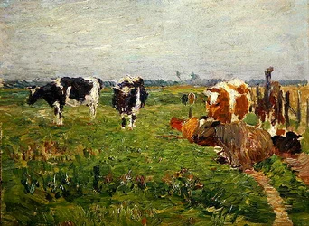 A Summer Lowland Landscape with Cows
