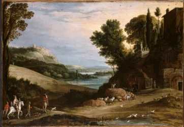 P. Bril, Italianate Landscape with Falconry / Painting