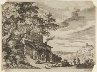 Shepherds before a ruined building