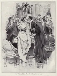 Men swarming around a beautiful woman like bees around a honey pot