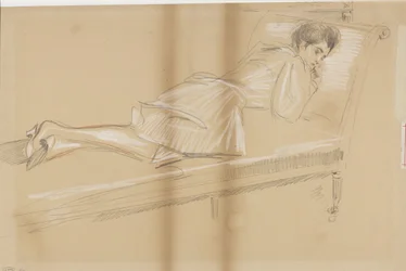 Woman Lying Face Down on a Couch