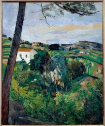 Landscape with red roofs or pine at L