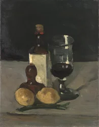 Still Life with Bottle, Glass, and Lemons