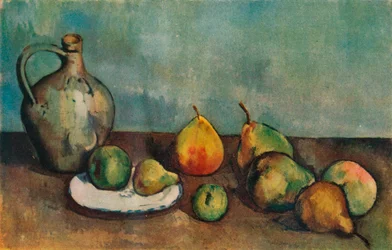 Still life, pitcher and fruit