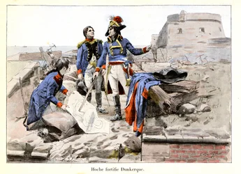 Hoche Fortifies Dunkirk: In 1793, Warrant Officer-General Lazare Hoche Defends Dunkirk Against the British - Illustration by Emile Boutigny
