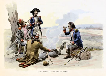 Louis Charles Antoine Desaix de Veygoux Eats the Soup with His Men - Illustration by Emile Boutigny